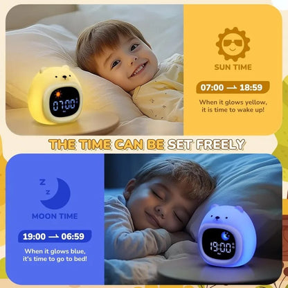 Réveil Veilleuse Enfant avec Sons Apaisants et Lumière RGB