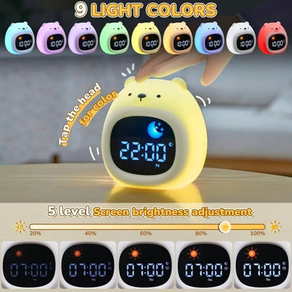 Réveil Veilleuse Enfant avec Sons Apaisants et Lumière RGB