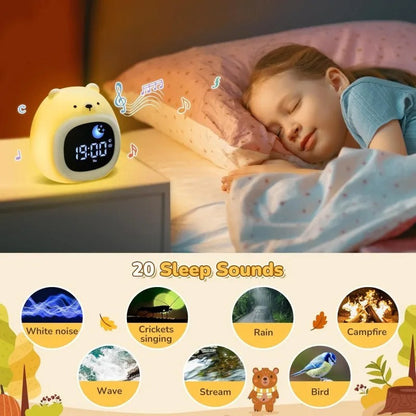 Réveil Veilleuse Enfant avec Sons Apaisants et Lumière RGB