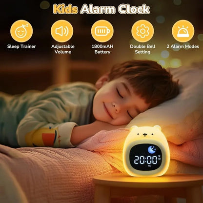 Réveil Veilleuse Enfant avec Sons Apaisants et Lumière RGB