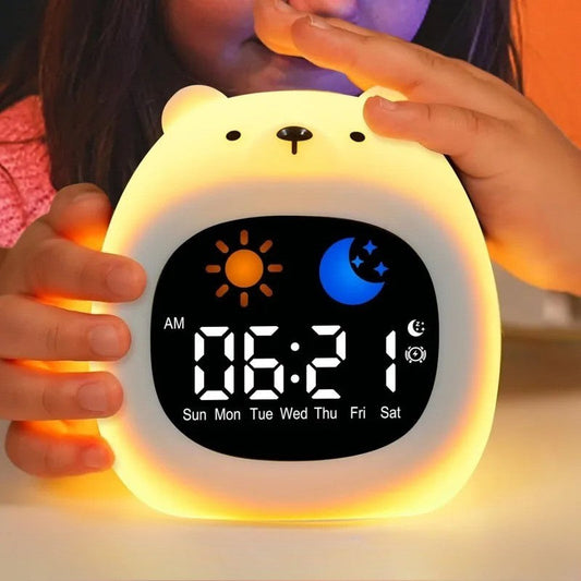 Réveil Veilleuse Enfant avec Sons Apaisants et Lumière RGB