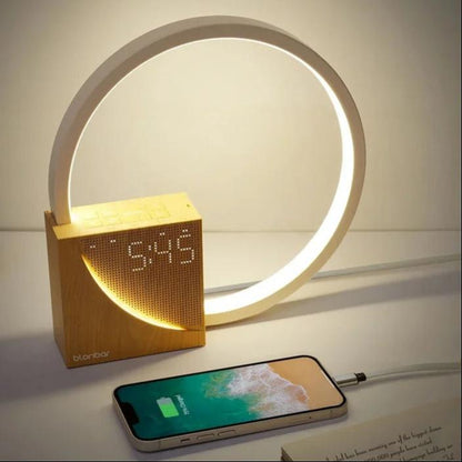 Lampe de Chevet avec Réveil, Chargeur USB et Veilleuse