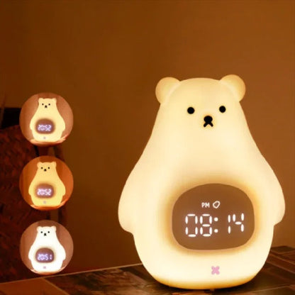 Réveil Veilleuse Enfant Ours en Silicone Rechargeable