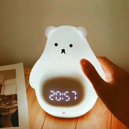 Réveil Veilleuse Enfant Ours en Silicone Rechargeable