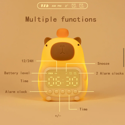 Réveil Veilleuse Enfant Capybara en Silicone