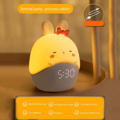 Réveil Veilleuse Lapin pour Enfant – Silicone Doux