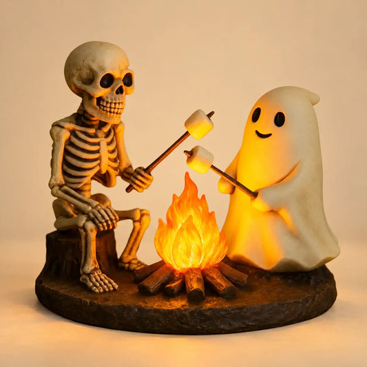 Veilleuse Feu de Camp Squelette et Fantôme – Effet Flamme Halloween