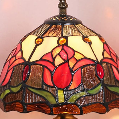 Lampe Tiffany Tulipes Rouges en Verre et Métal