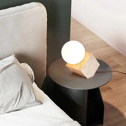 Lampe de chevet en travertin naturel – Design minimaliste