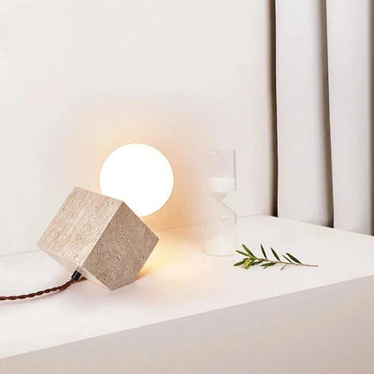 Lampe de chevet en travertin naturel – Design minimaliste