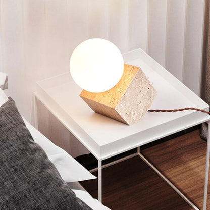 Lampe de chevet en travertin naturel – Design minimaliste