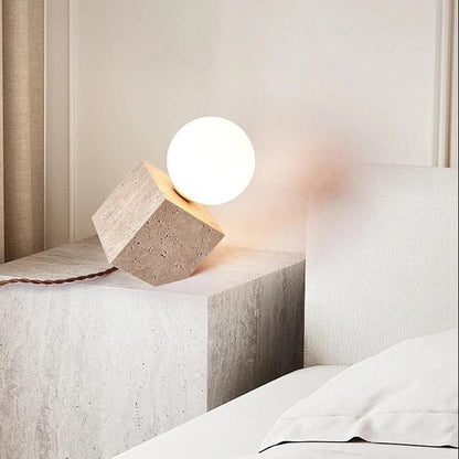 Lampe de chevet en travertin naturel – Design minimaliste