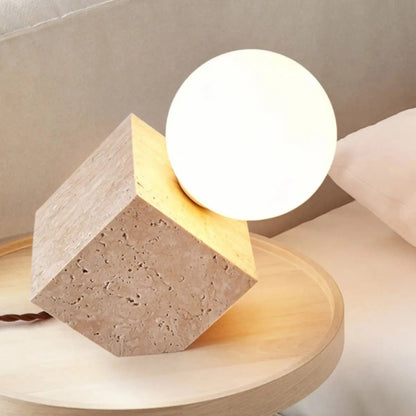 Lampe de chevet en travertin naturel – Design minimaliste