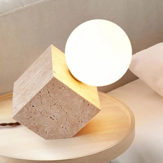 Lampe de chevet en travertin naturel – Design minimaliste