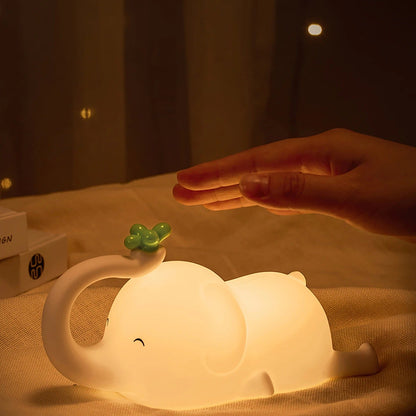 Veilleuse Éléphant en Silicone – Lumière Douce pour Bébé