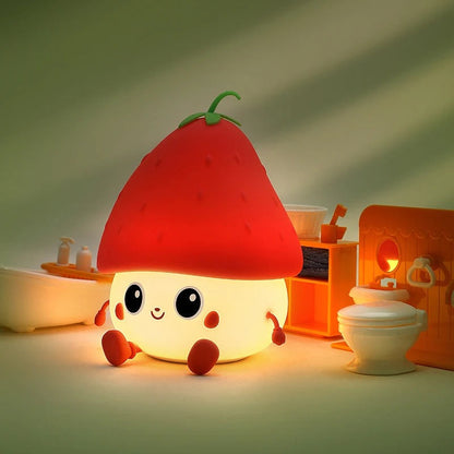 Veilleuse Fraise en Silicone – Lumière Douce pour Enfant