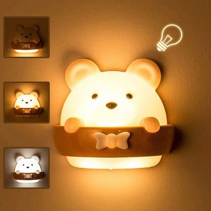 Veilleuse Murale Bébé en Forme d'Ours avec Télécommande