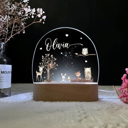 Veilleuse Prénom Personnalisée – Bois et Acrylique Gravé