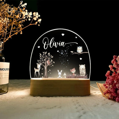 Veilleuse Prénom Personnalisée – Bois et Acrylique Gravé