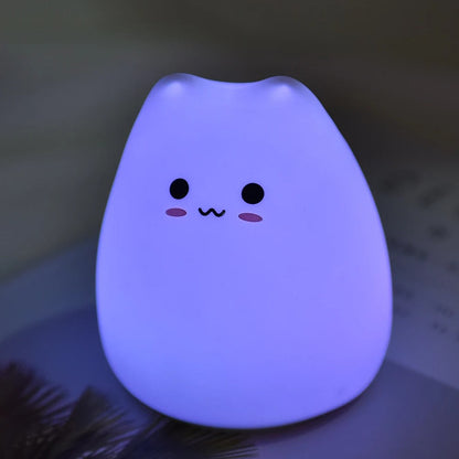 Veilleuse Chat Silicone 7 Couleurs à Piles