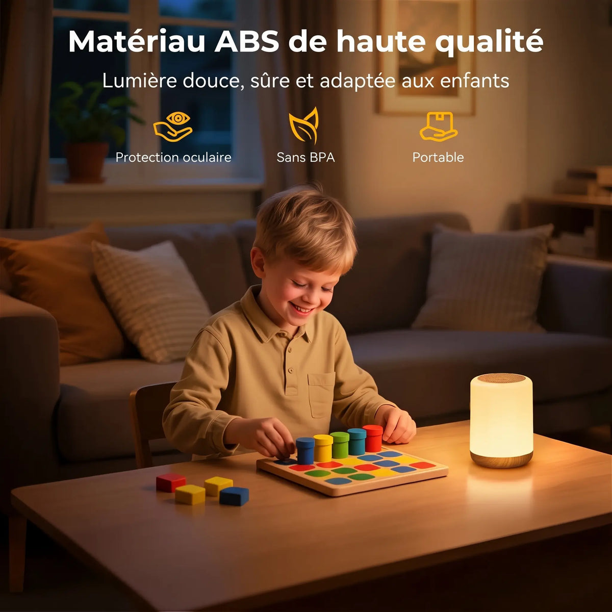 Veilleuse LED Tactile Rechargeable – Lampe de Chevet Blanc Chaud et RGB