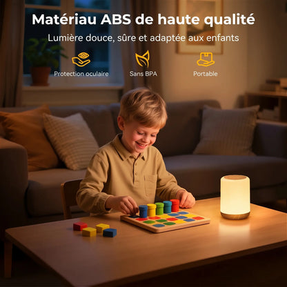 Veilleuse LED Tactile Rechargeable – Lampe de Chevet Blanc Chaud et RGB